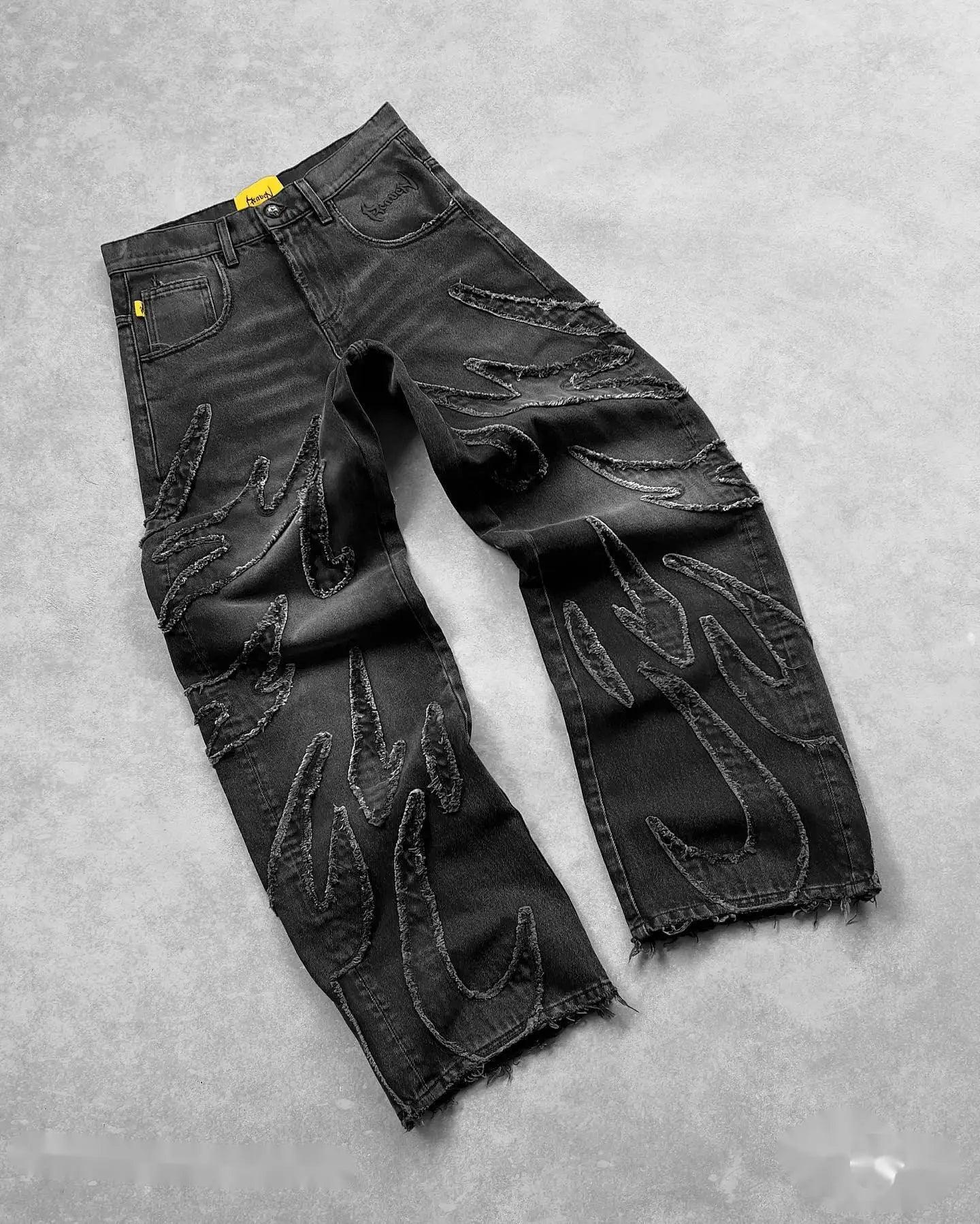 Y2k Streetwear Retro | Embroidered Baggy Jeans Midnight (Dark)