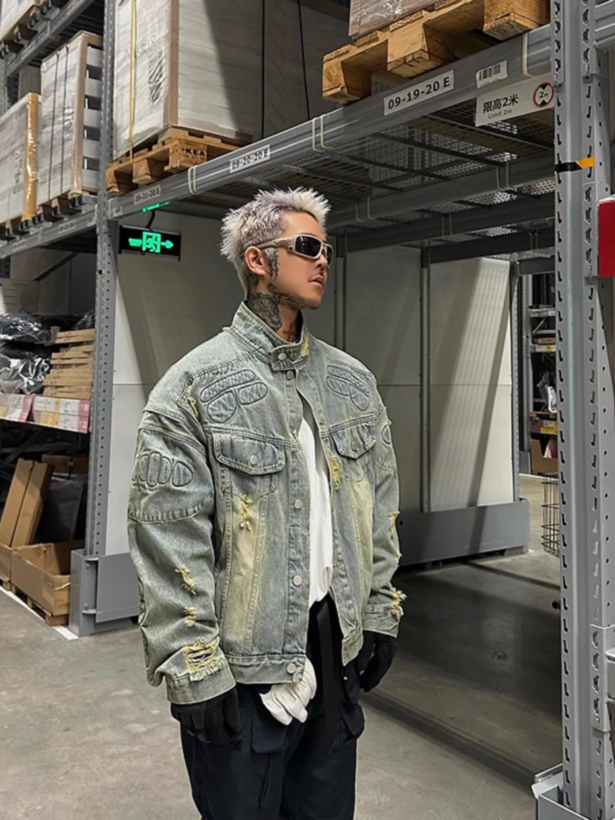 90s Retro Moto Denim Jacket - Amplify