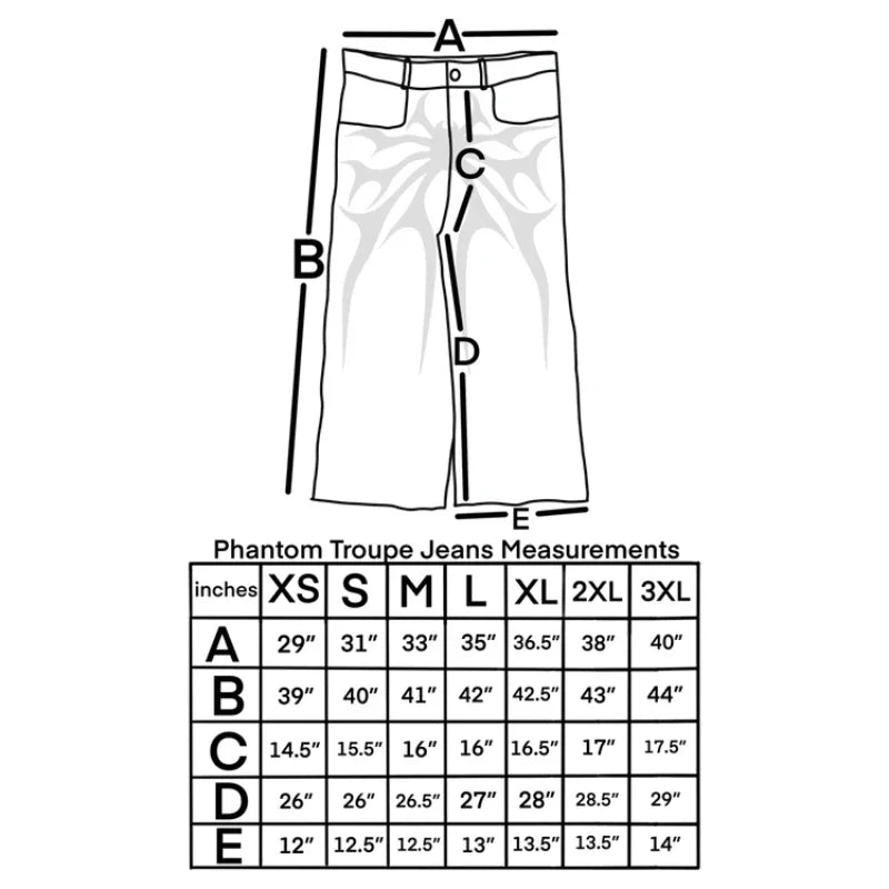 Gothic Retro Oversized Baggy Fit Mopping Pants | Y2K Phantom Jeans | Spider Embroidered Patch - Amplify