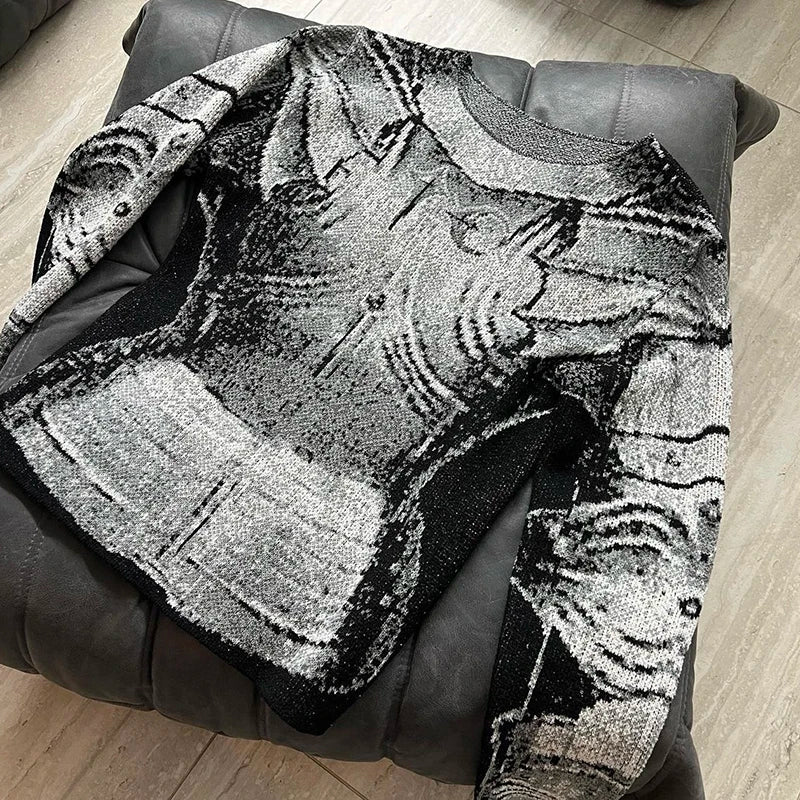 Jacquard Armor Knitted Sweater | Niche Design Knight Headwear Pullover - Amplify