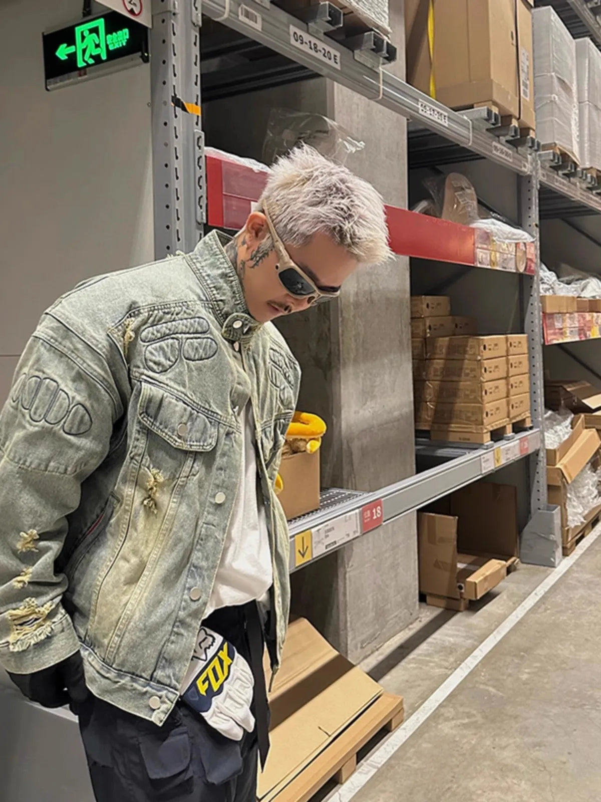 90s Retro Moto Denim Jacket - Amplify