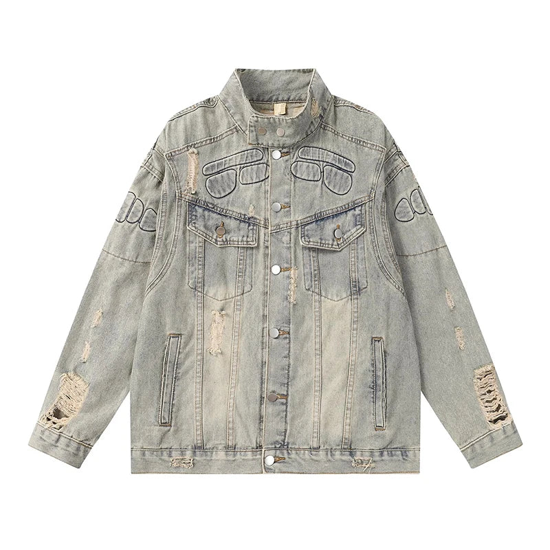 90s Retro Moto Denim Jacket - Amplify