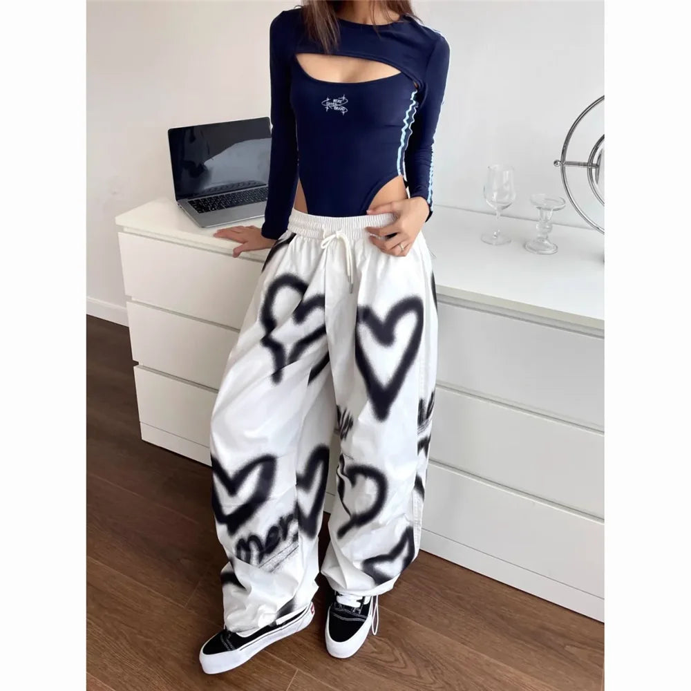 Love Graffiti Elastic High Waist Drawstring Sweatpants - Amplify