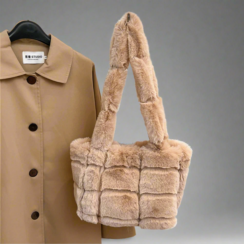 Designer Fuzzy Plush Shoulder Bag - Amplify