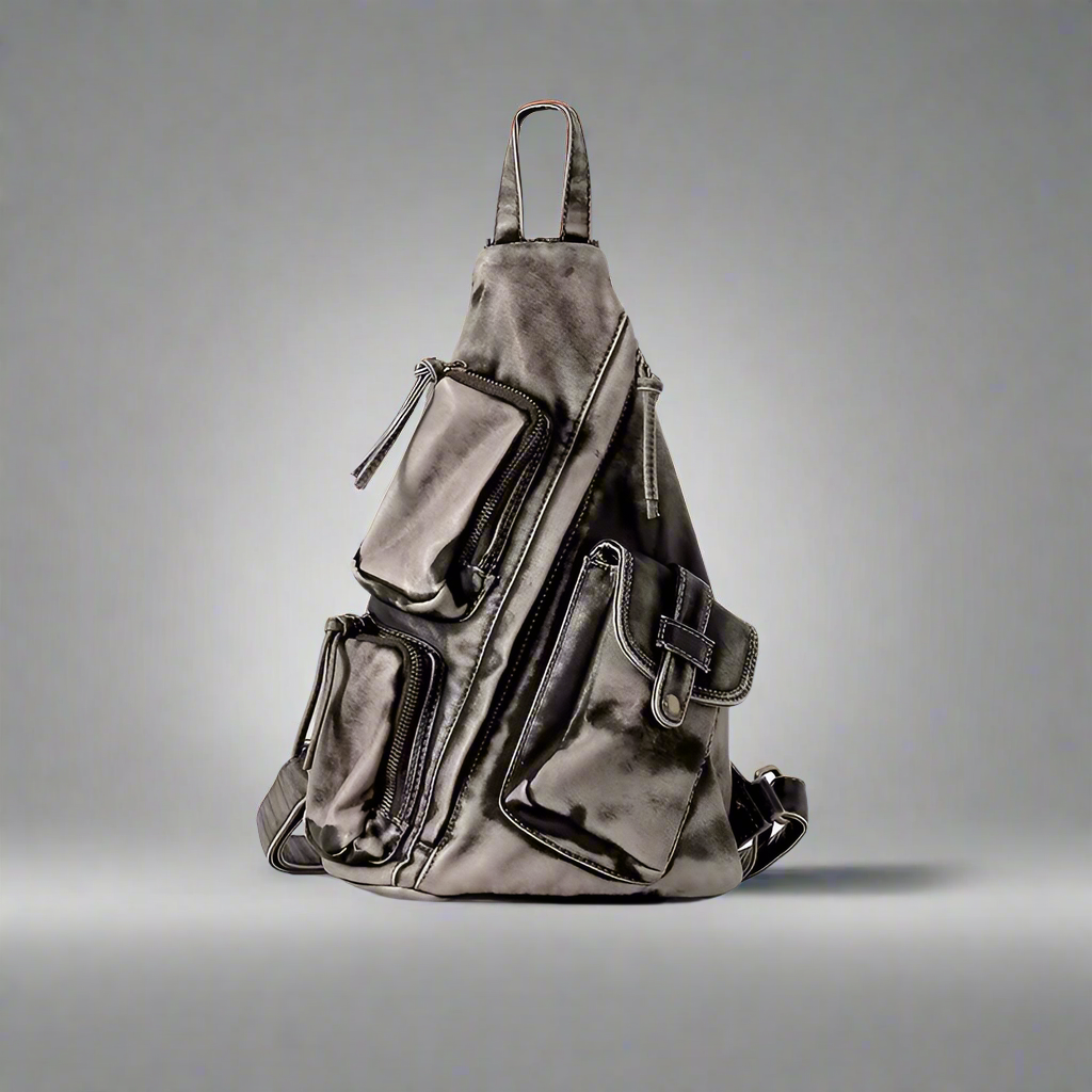 Designer Backpack | Soft Washed Leather Sling, Vintage, Multi-pocket - Amplify