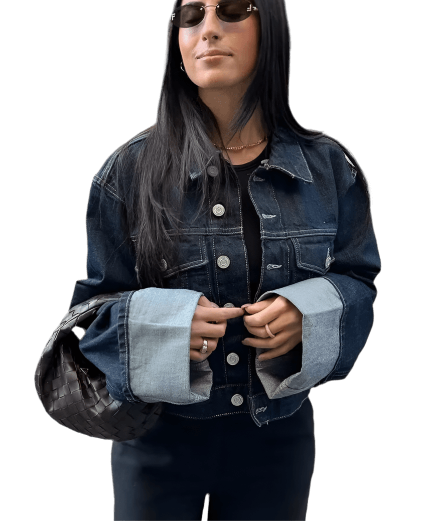 Cuffed Vintage Denim Jacket | Single Breasted Lapel