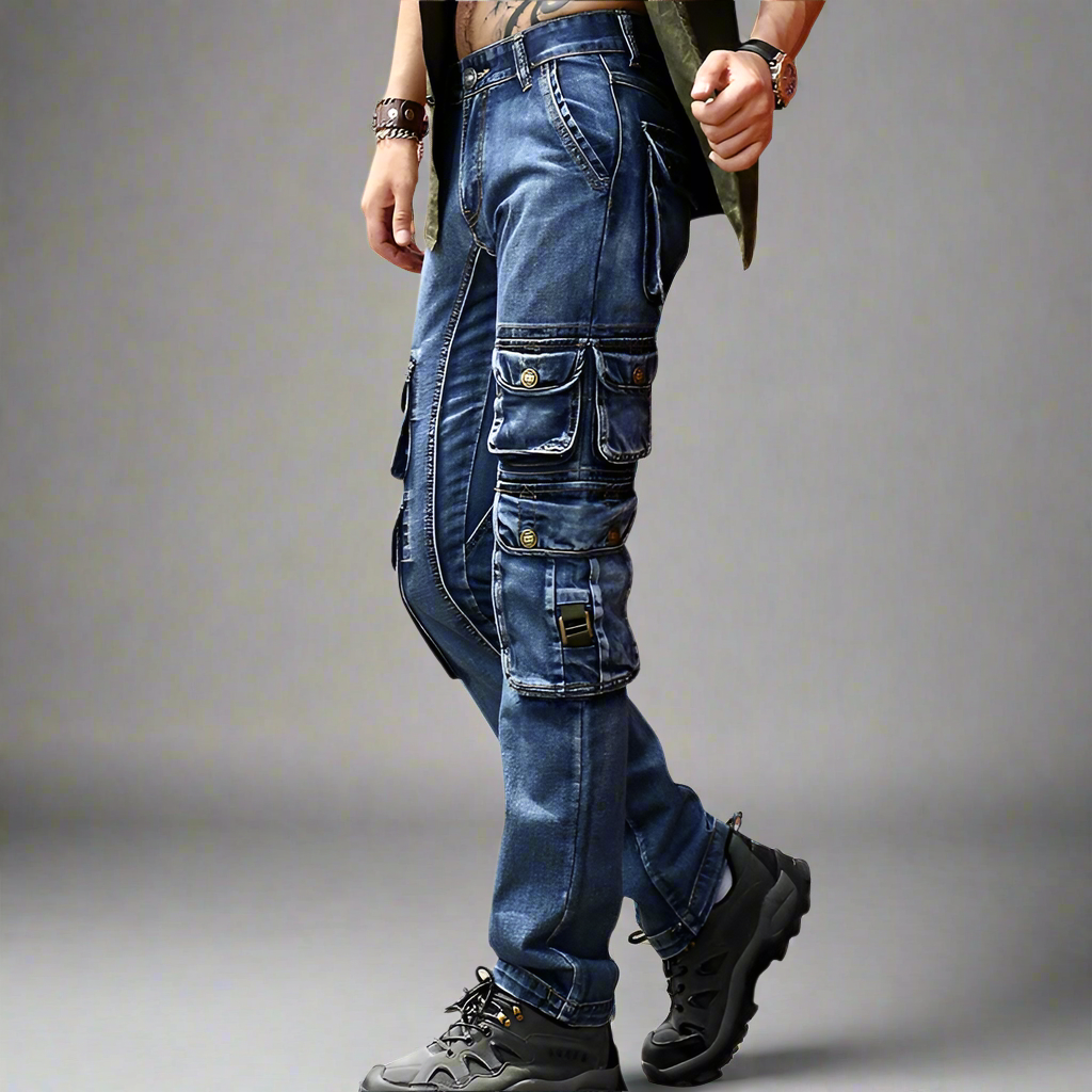 Cargo Jeans | Multi Pocket Tactical Denim Pants - Amplify