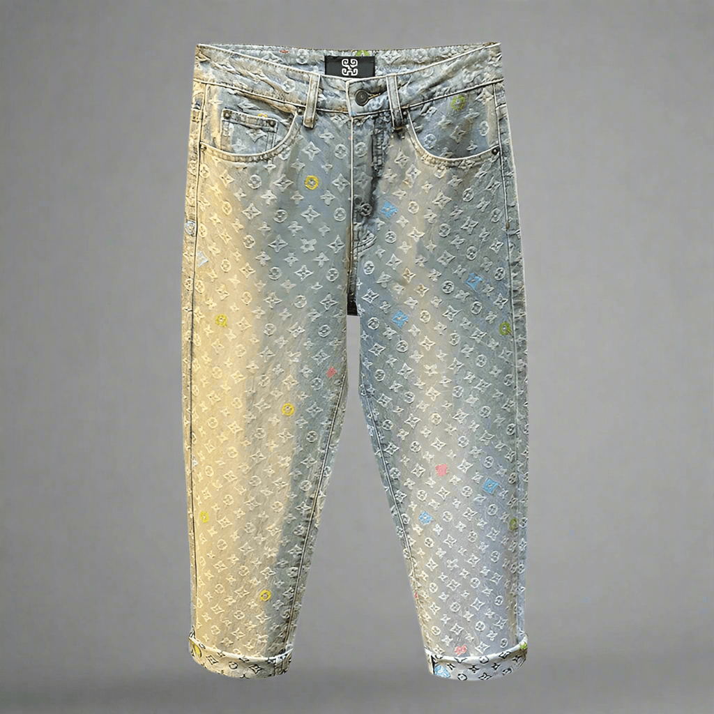 Luxury Designer Retro Jacquard Jeans