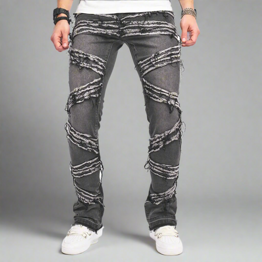 Ripped Stretchy Denim Streetwear Tearing Patchwork - Amplify