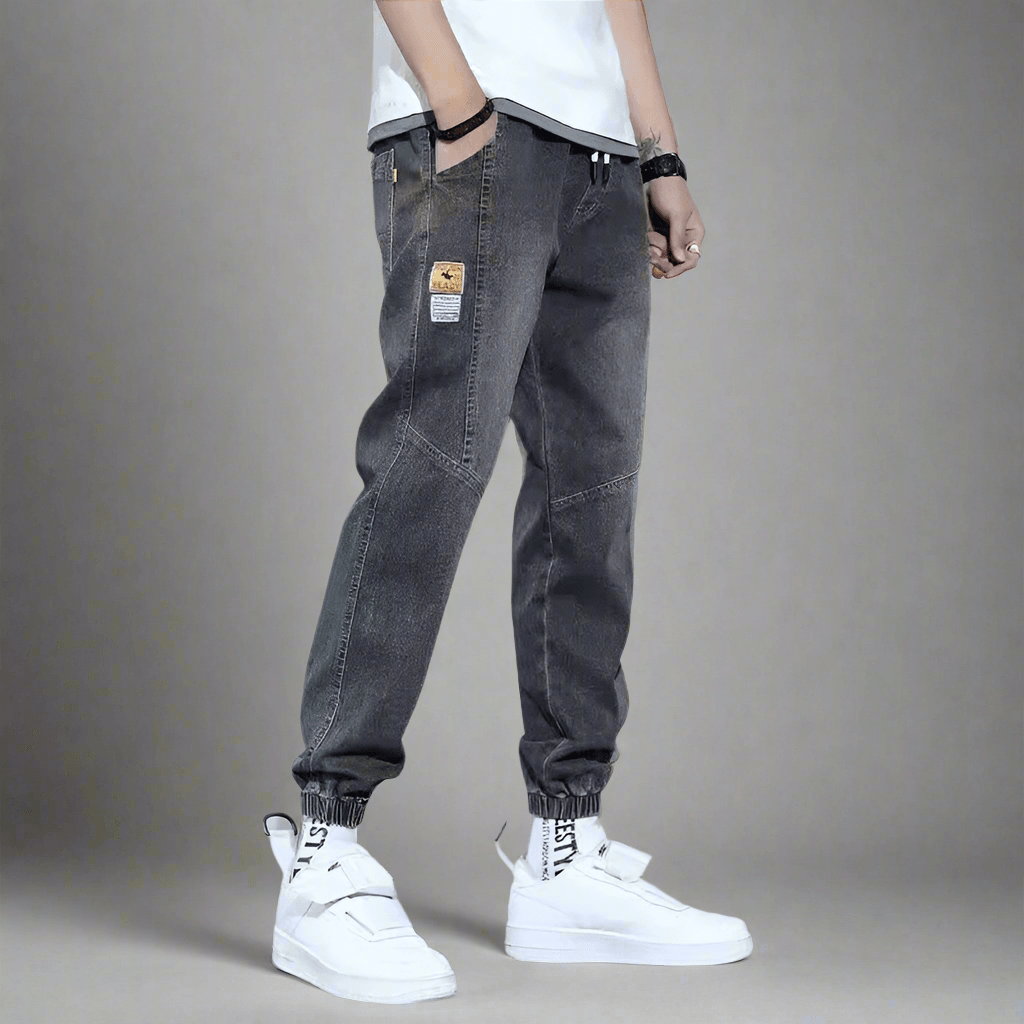 Elastic Tie Up Denim Joggers