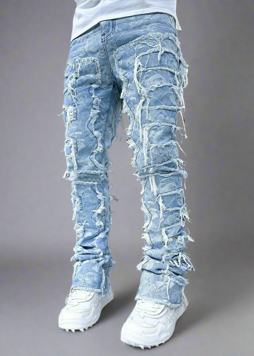 Ripped Slim Fit Destroyed Straight Denim - Amplify