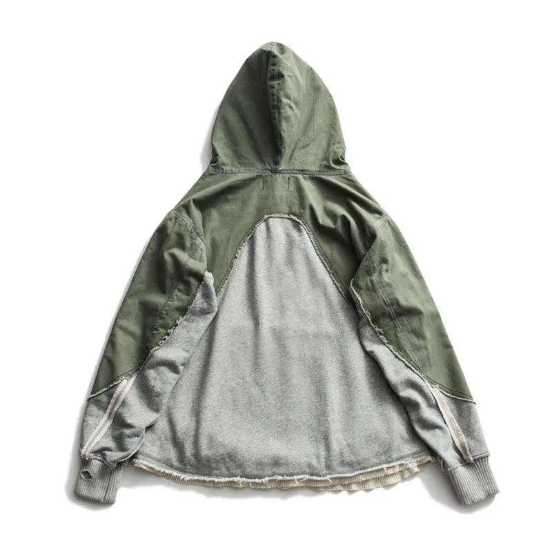 Heavy Army Patchwork Hooded Jacket x Hi Street Streetwear Loose Pullover
