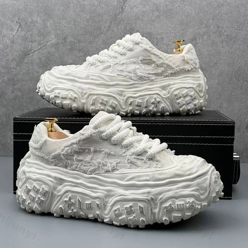 Men Sneakers Casual Shoes Blue Canvas Lace-Up Mens Shoes Fashion Vulcanize Shoes High-quality Walking Sneakers Zapatillas Hombre