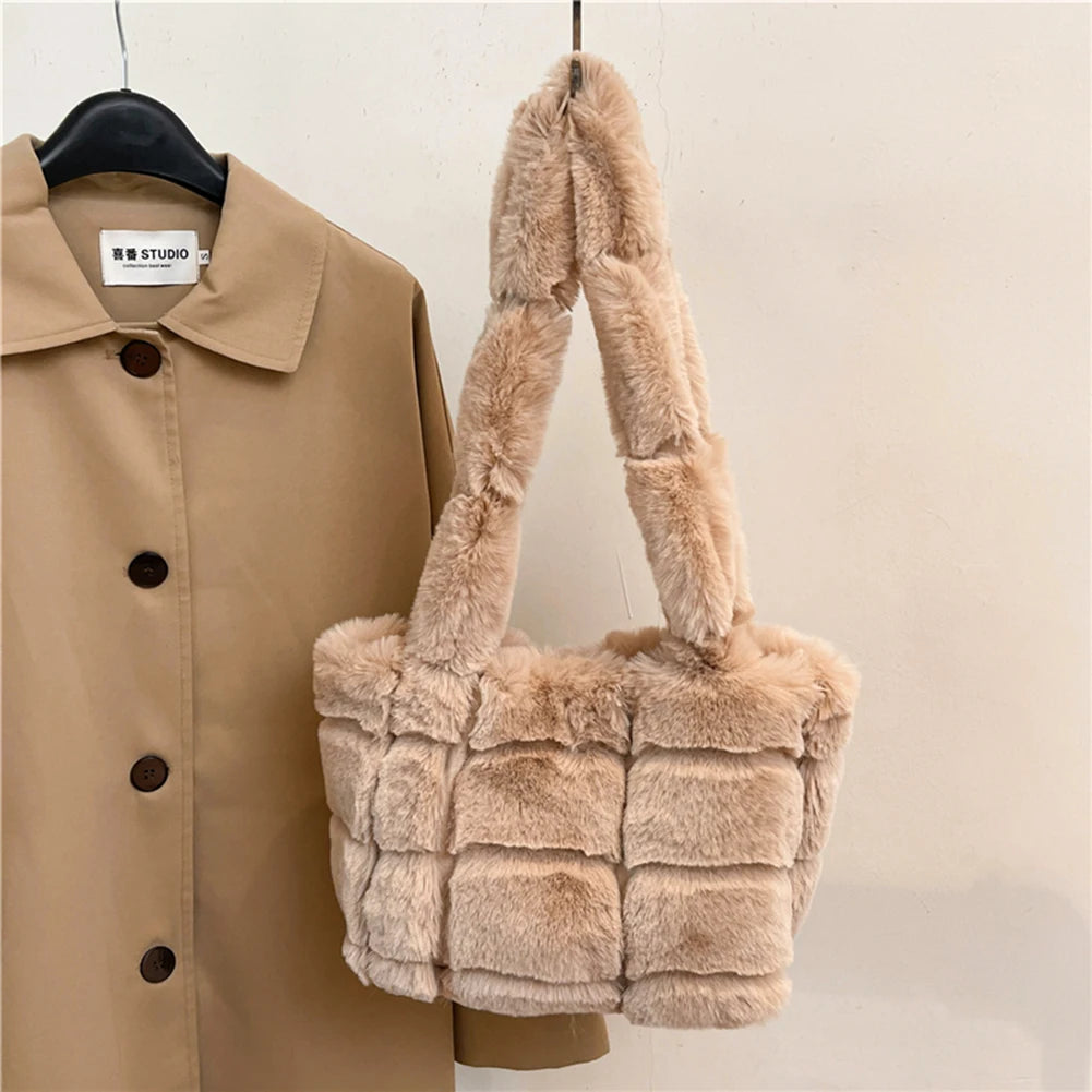 Designer Fuzzy Plush Shoulder Bag - Amplify