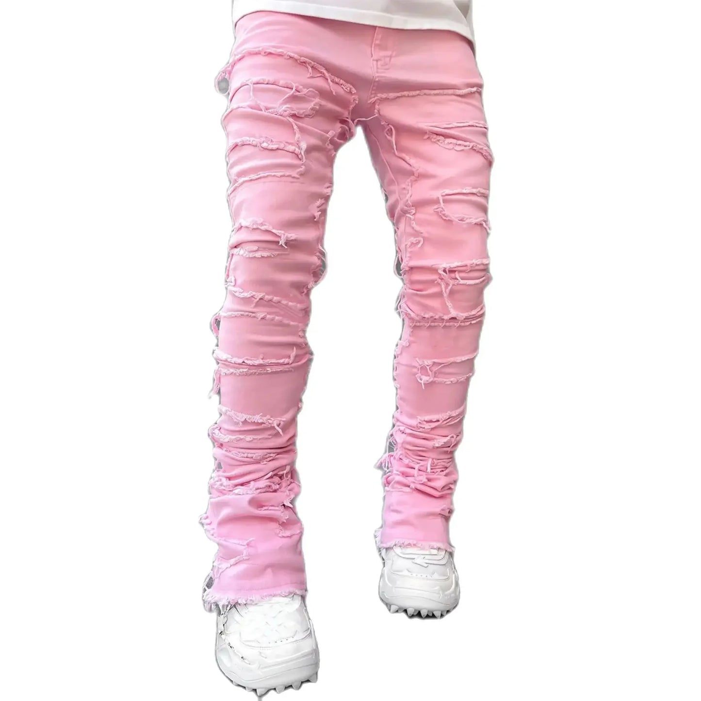 Ripped Slim Fit Destroyed Straight Denim - Amplify