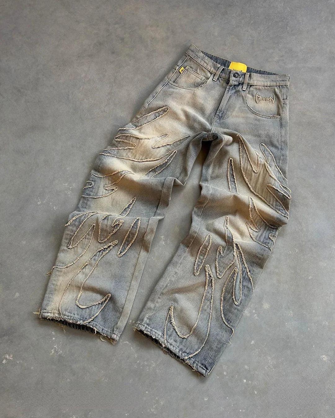 Y2k Streetwear Retro | Embroidered Baggy Jeans Skyfall (Light)
