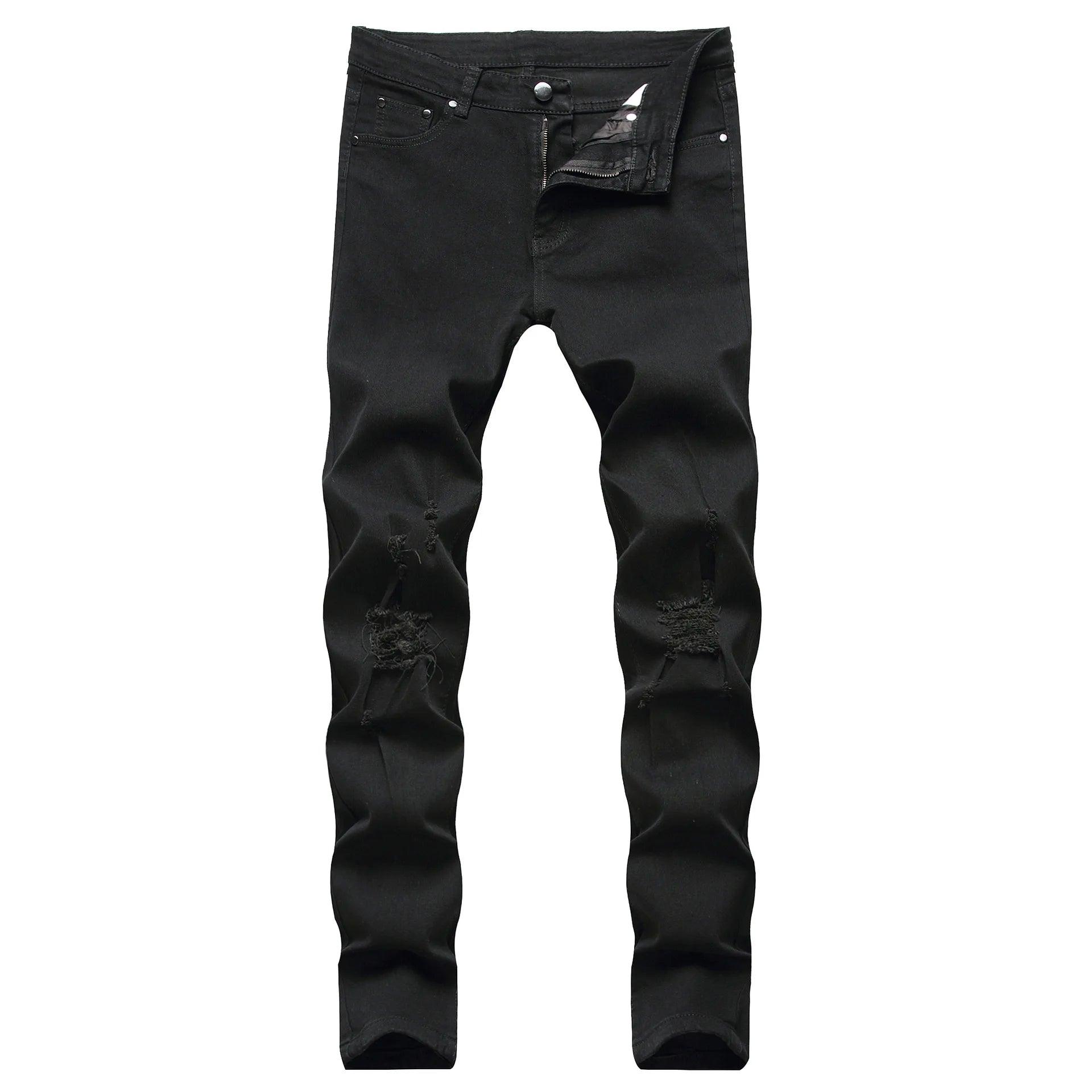 Punk Street Style Ripped Skinny 118 black