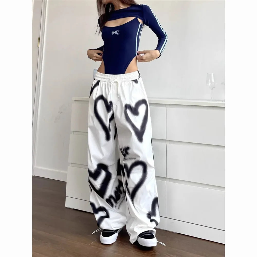 Love Graffiti Elastic High Waist Drawstring Sweatpants