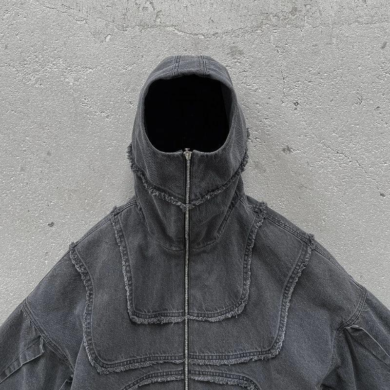 Washed Denim Jacket Y2K American Design Streetwear Gothic High Street Oversized