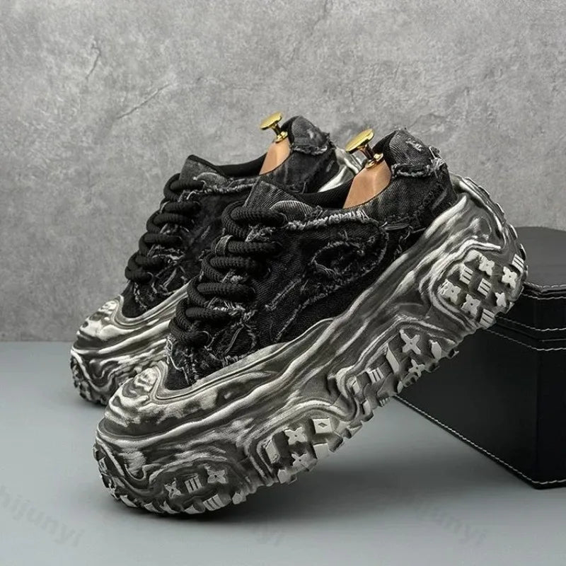 Men Sneakers Casual Shoes Blue Canvas Lace-Up Mens Shoes Fashion Vulcanize Shoes High-quality Walking Sneakers Zapatillas Hombre