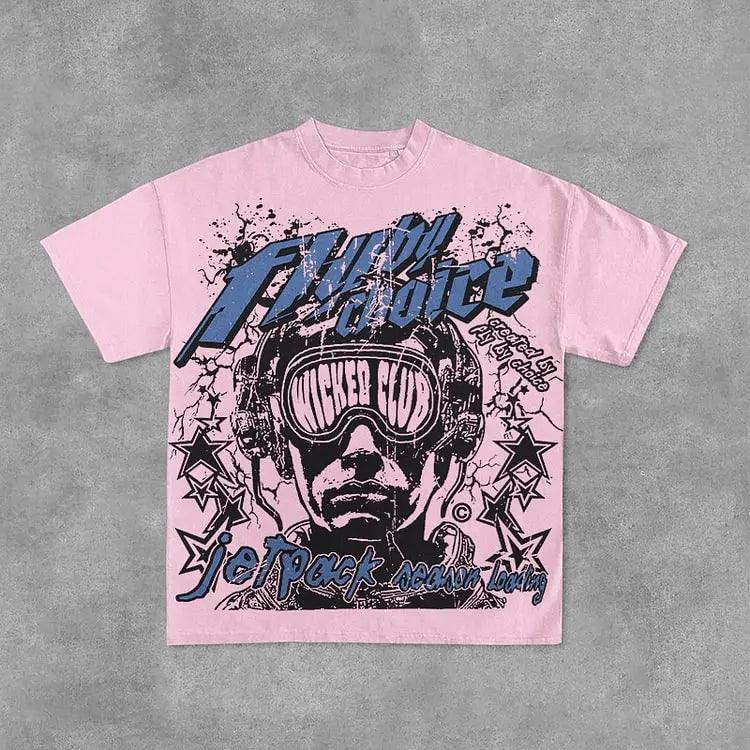 Vintage Fly By Choice Graphic Print Blue