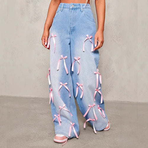 2025 Europa Wide-Leg Bow Jeans
