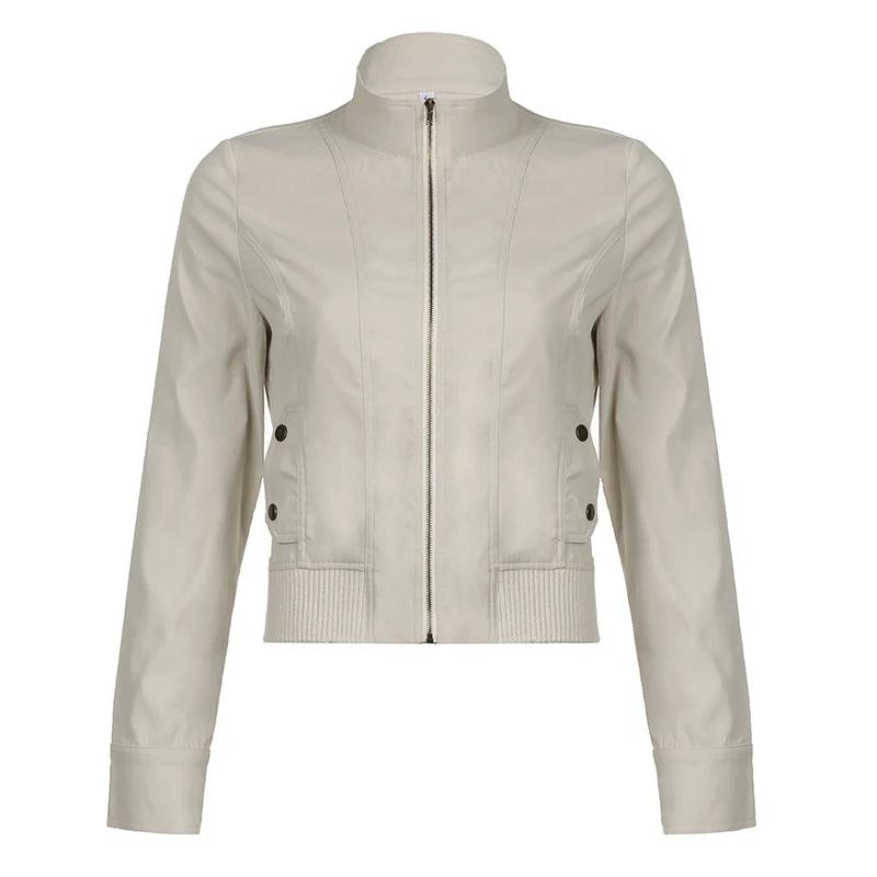 Vintage Cropped Jacket | Women’s Casual Coat Slim Pocket Zip Up