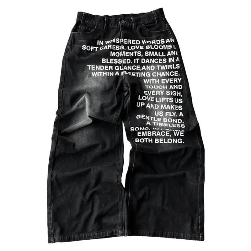 American Retro Patterned Alphabet Men Jeans