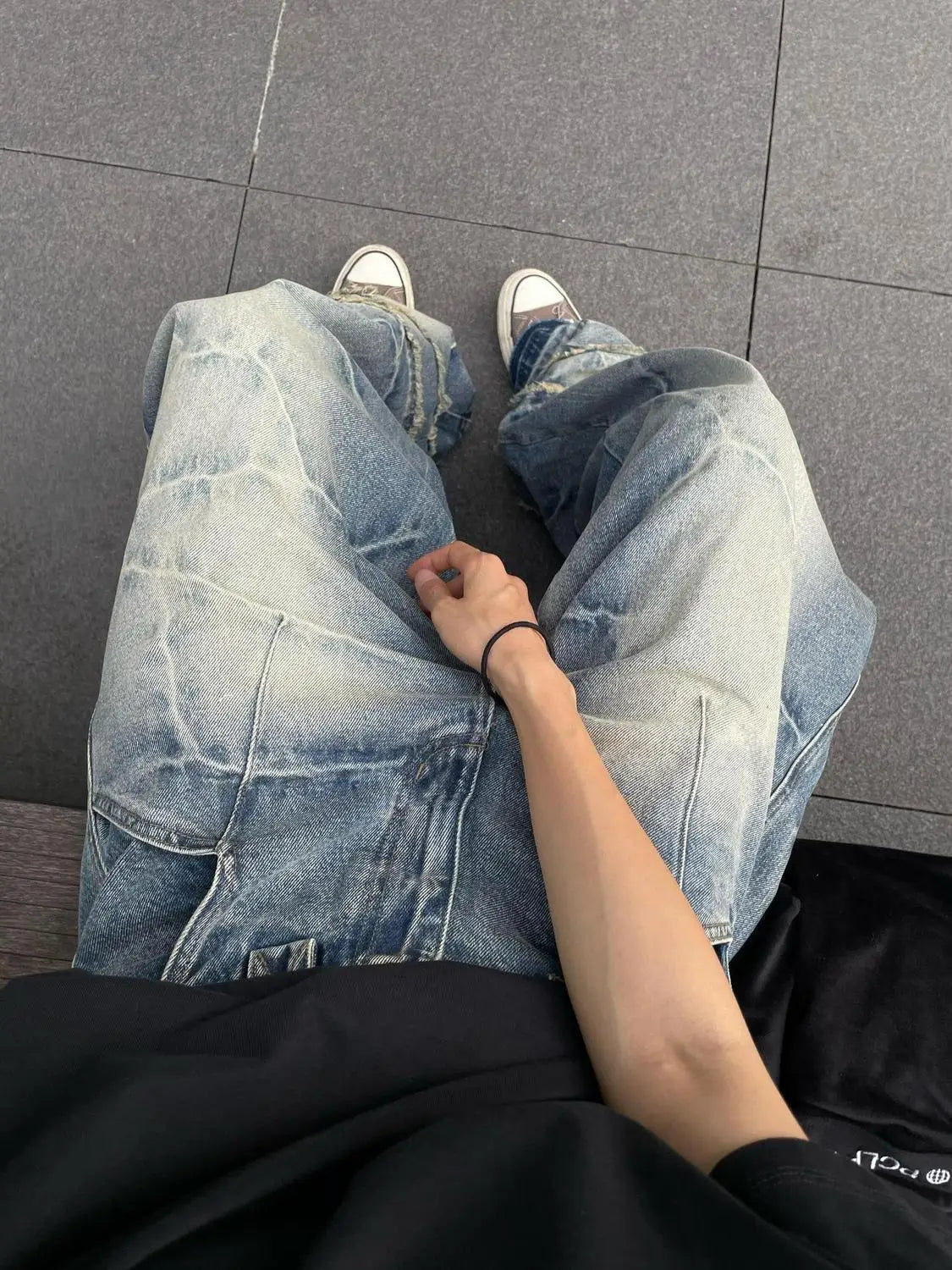 Y2K American Chic Lightning Textured Bristled Wide-leg Loose Jeans Women Gothic Retro Street Casual Jeans Couple Trousers Unisex