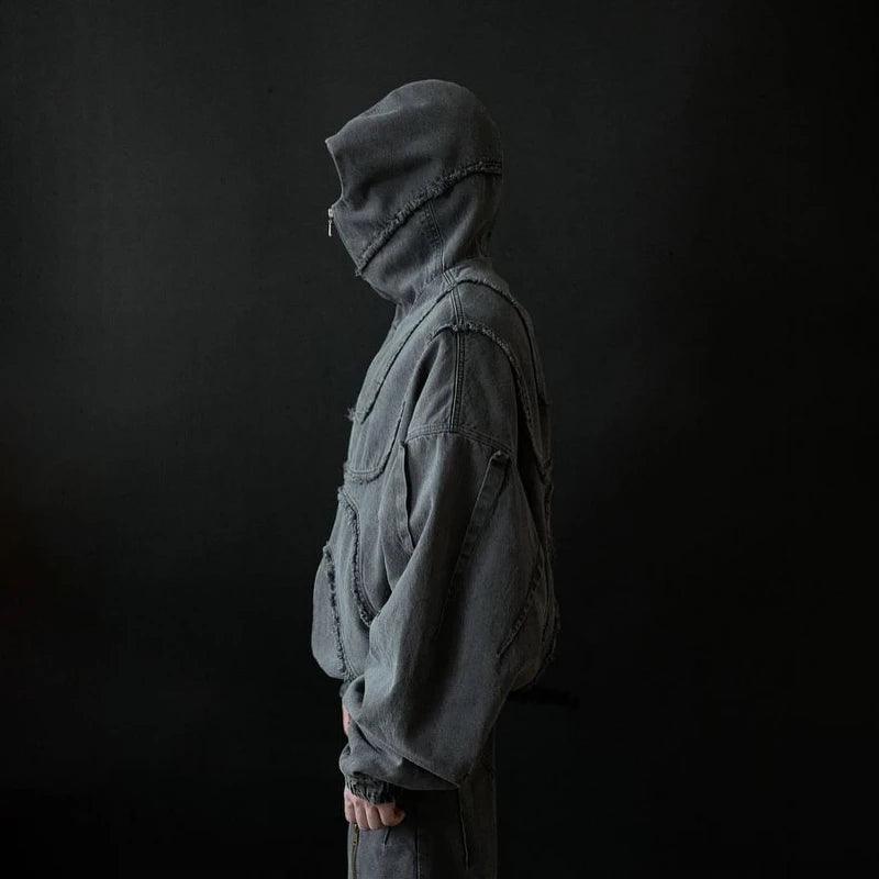 Washed Denim Jacket Y2K American Design Streetwear Gothic High Street Oversized