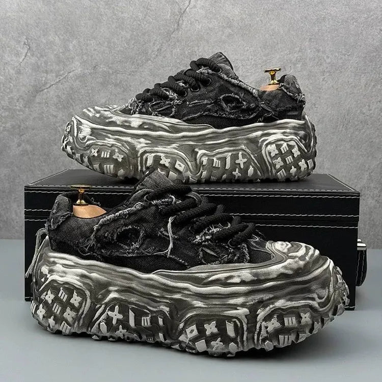 Men Sneakers Casual Shoes Blue Canvas Lace-Up Mens Shoes Fashion Vulcanize Shoes High-quality Walking Sneakers Zapatillas Hombre