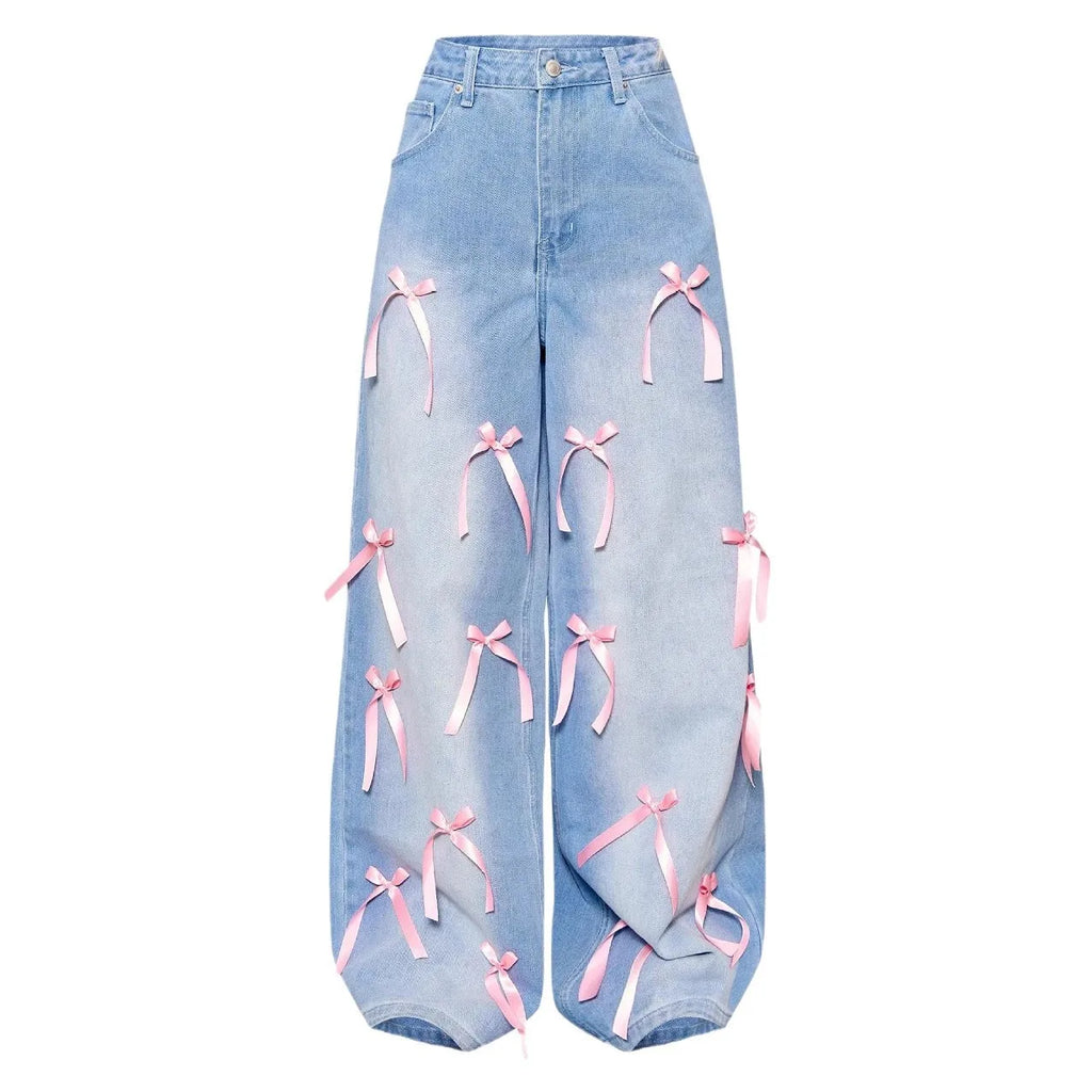2025 Europa Wide-Leg Bow Jeans