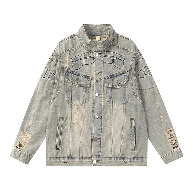 90s Retro Moto Denim Jacket