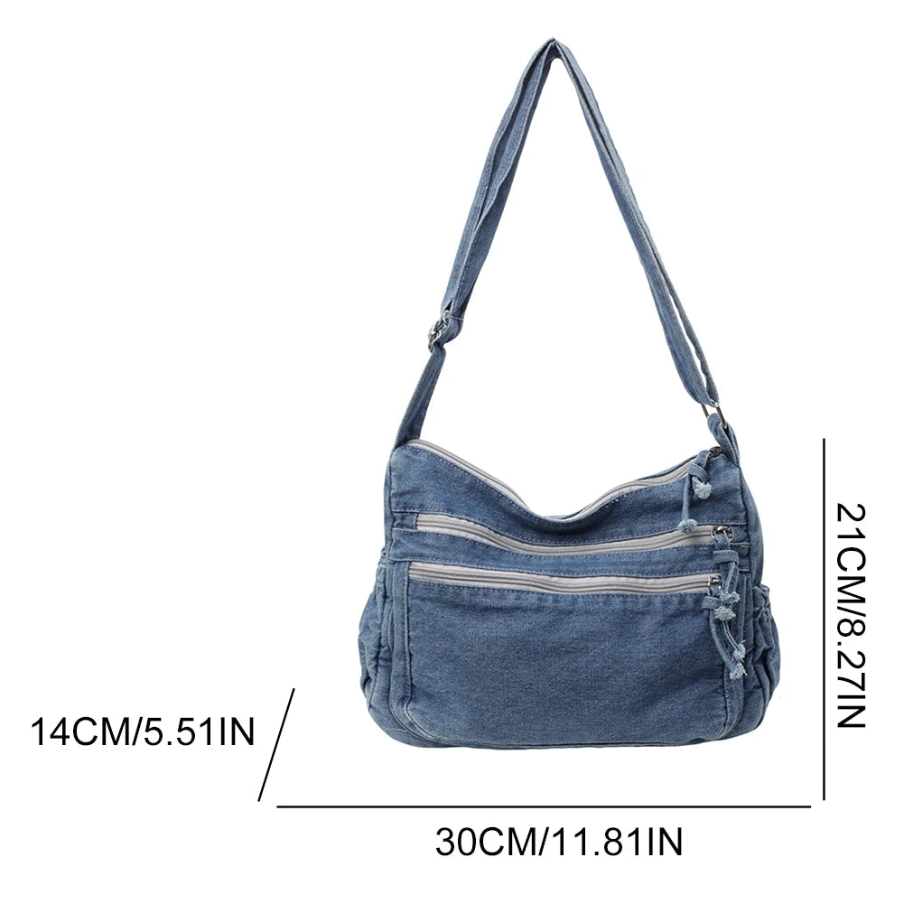 Vintage Casual Satchel Bag | Large Capacity Denim - Amplify