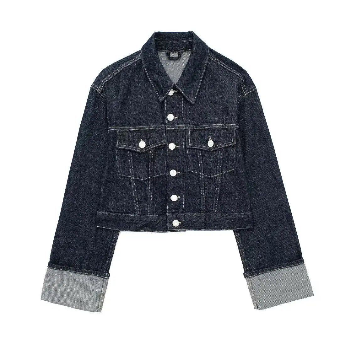 Cuffed Vintage Denim Jacket | Single Breasted Lapel - Amplify