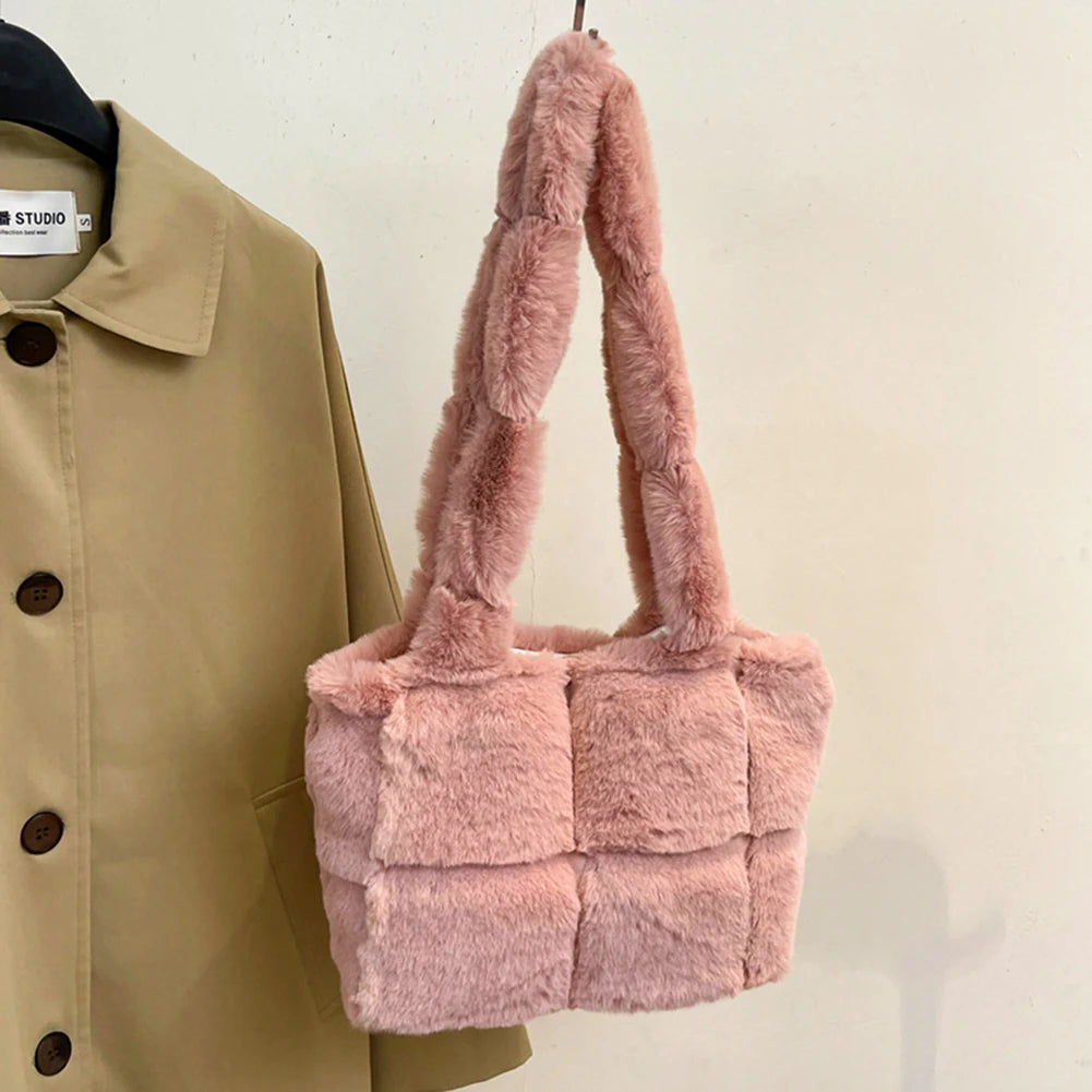 Designer Fuzzy Plush Shoulder Bag - Amplify