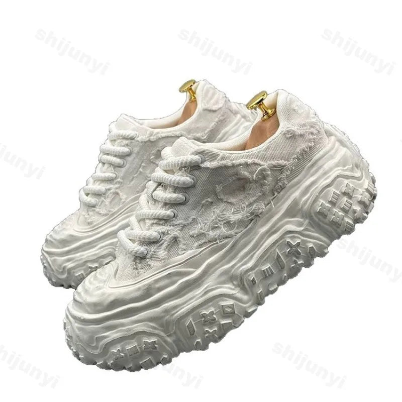 Men Sneakers Casual Shoes Blue Canvas Lace-Up Mens Shoes Fashion Vulcanize Shoes High-quality Walking Sneakers Zapatillas Hombre