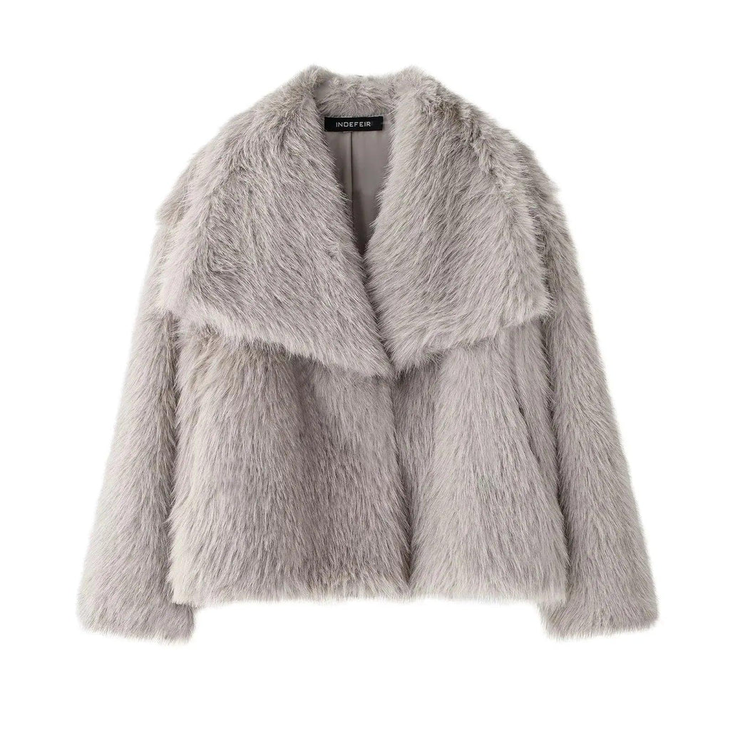 Metal Colored Sequin Woven Faux Coat griege