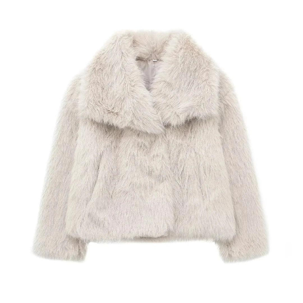 Metal Colored Sequin Woven Faux Coat beige