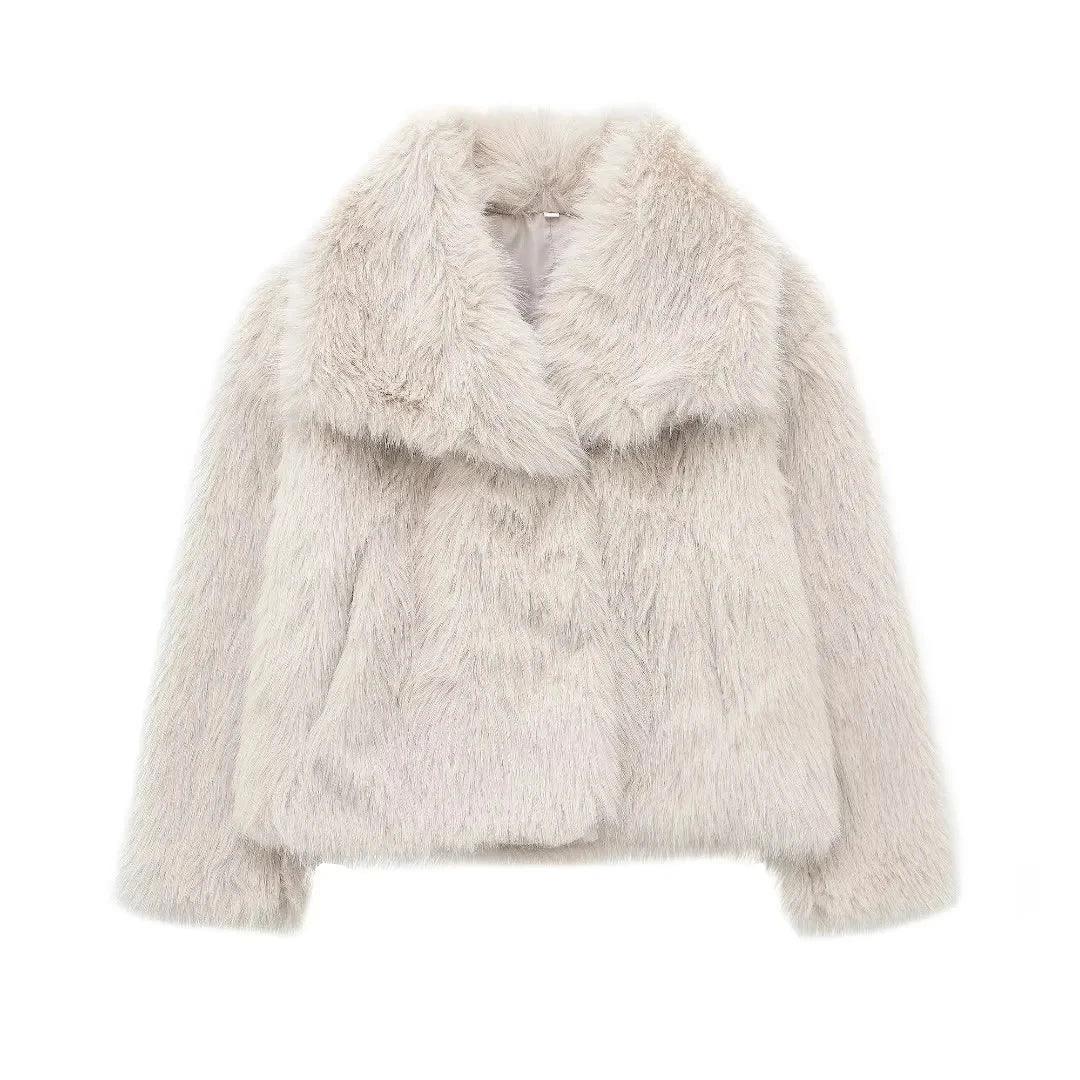 Metal Colored Sequin Woven Faux Coat beige