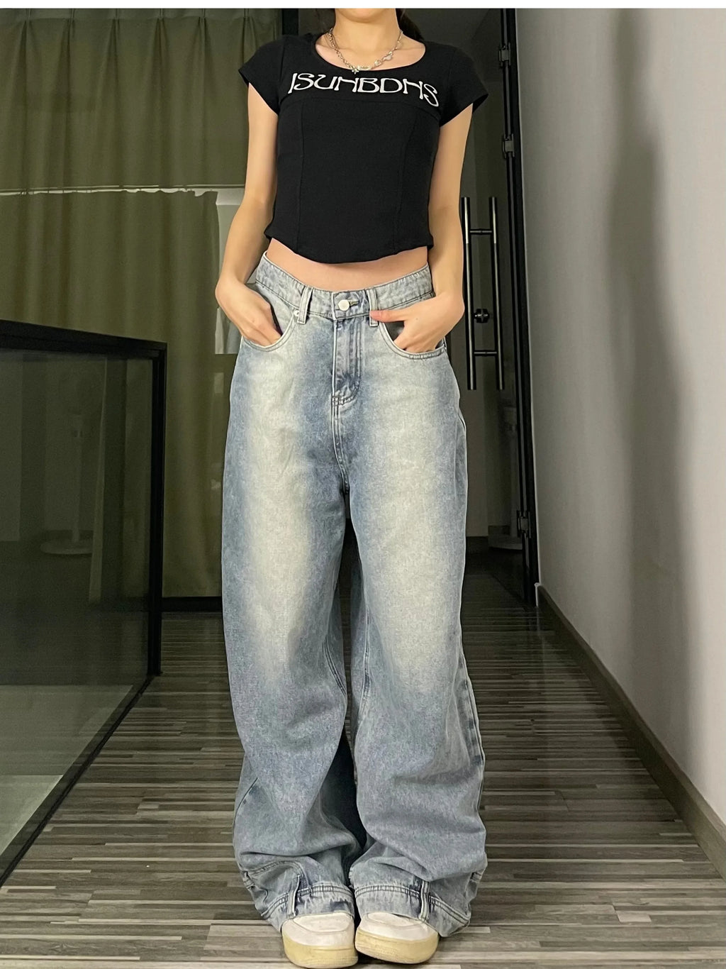 Ins Fashion American Retro Baggy High Waisted Jeans Woman High Street Denim Pants Reversible Trousers Streetwear Loose Jeans