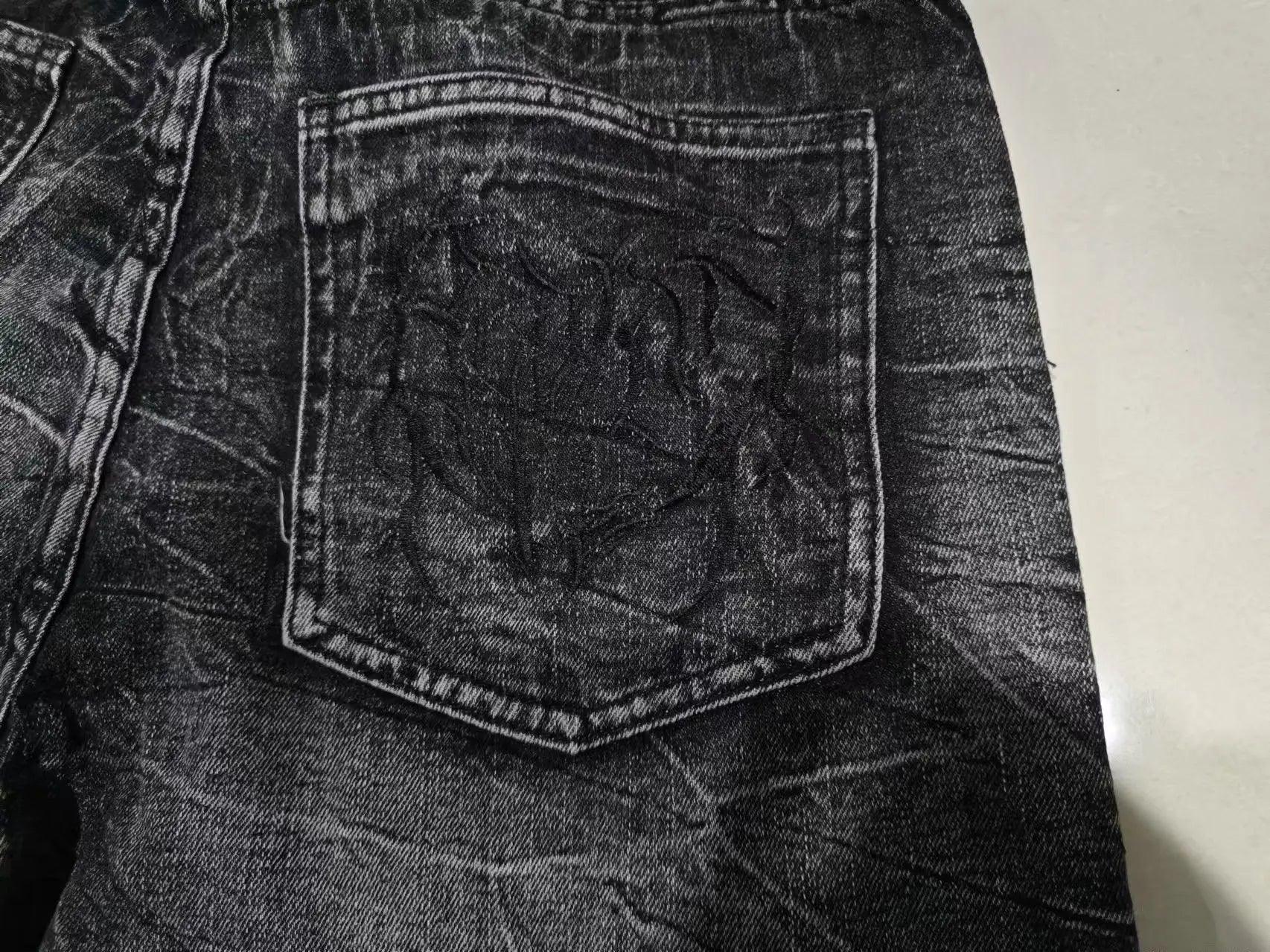 Gothic Retro Oversized Baggy Fit Mopping Pants | Y2K Phantom Jeans | Spider Embroidered Patch